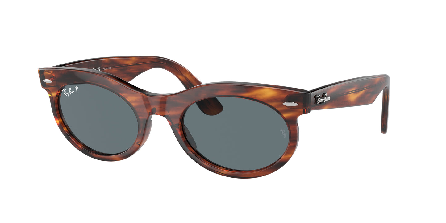 Ray-Ban WAYFARER OVAL RB2242F Oval Sunglasses 954/3R-Striped Havana 53-150-22 - Color Map Brown