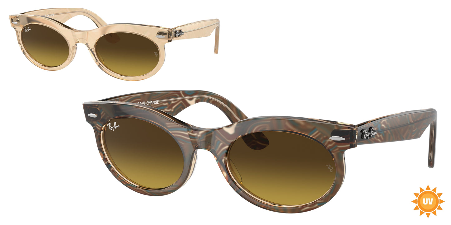 Ray-Ban WAYFARER OVAL RB2242 Oval Sunglasses 138685- 53-150-22 - Color Map Brown