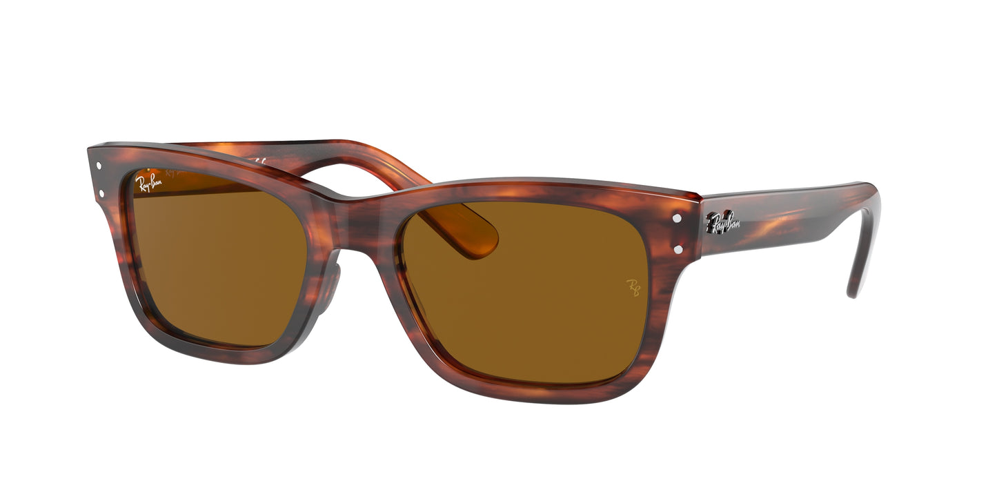 Ray-Ban MR BURBANK RB2283 Rectangle Sunglasses 954/33-Striped Havana 52-145-20 - Color Map Brown