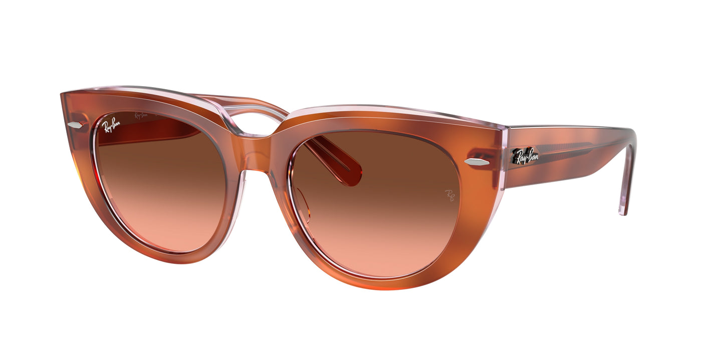 Ray-Ban DOREEN RB2286 Square Sunglasses 1415A5-Red Havana On Transparent Multicolor 52-145-20 - Color Map Tortoise