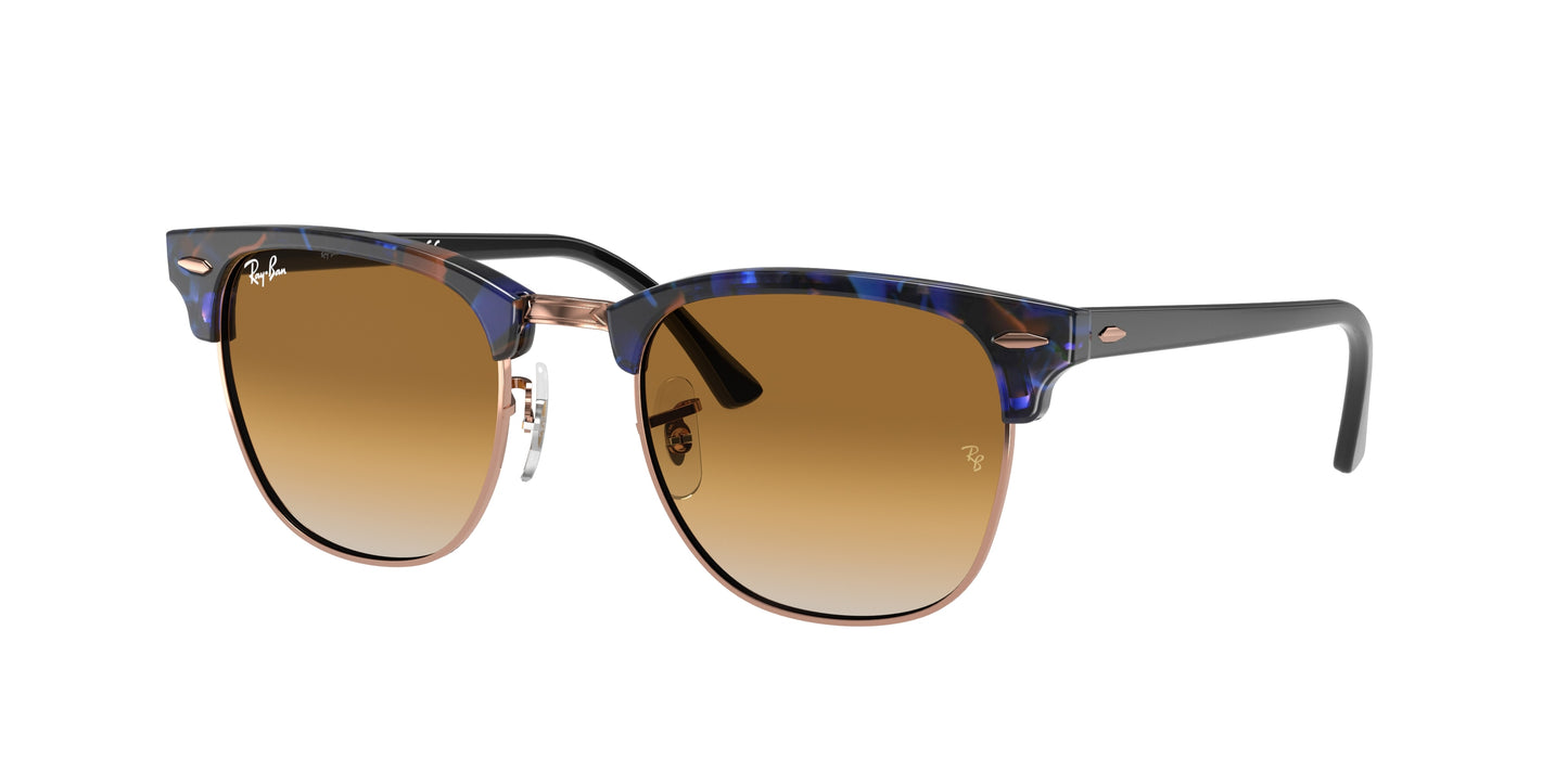 Ray-Ban CLUBMASTER RB3016 Square Sunglasses 125651-Brown & Blue 51-145-21 - Color Map Brown