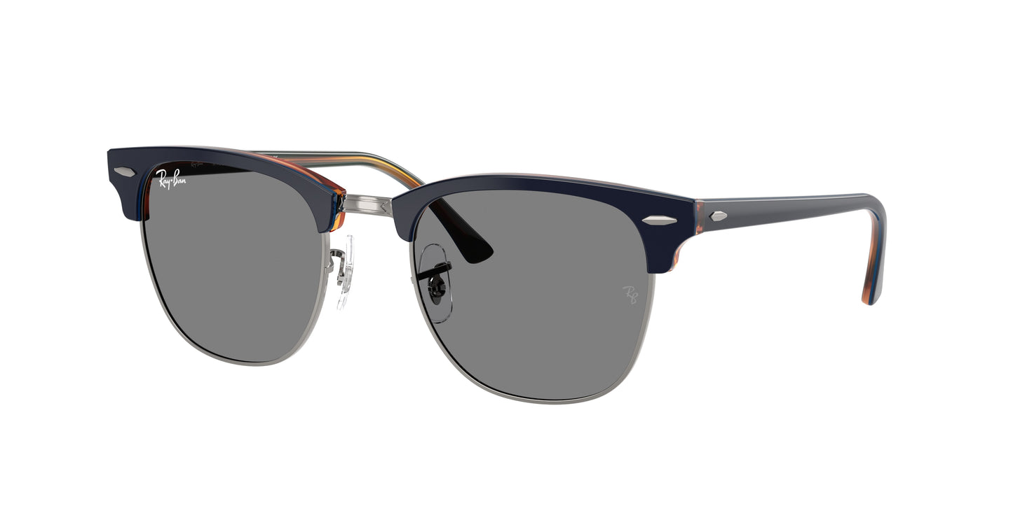 Ray-Ban CLUBMASTER RB3016 Square Sunglasses 1278B1-Gunmetal Blue 49-140-21 - Color Map Grey