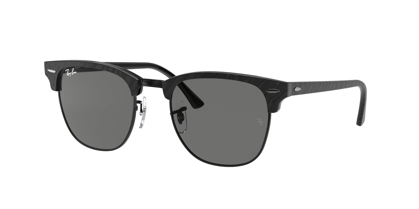 Ray-Ban CLUBMASTER RB3016 Square Sunglasses 1305B1-Black 51-145-21 - Color Map Black