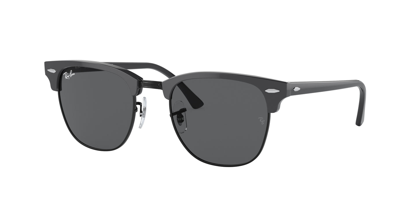 Ray-Ban CLUBMASTER RB3016 Square Sunglasses 1367B1-Grey On Black 55-150-21 - Color Map Grey
