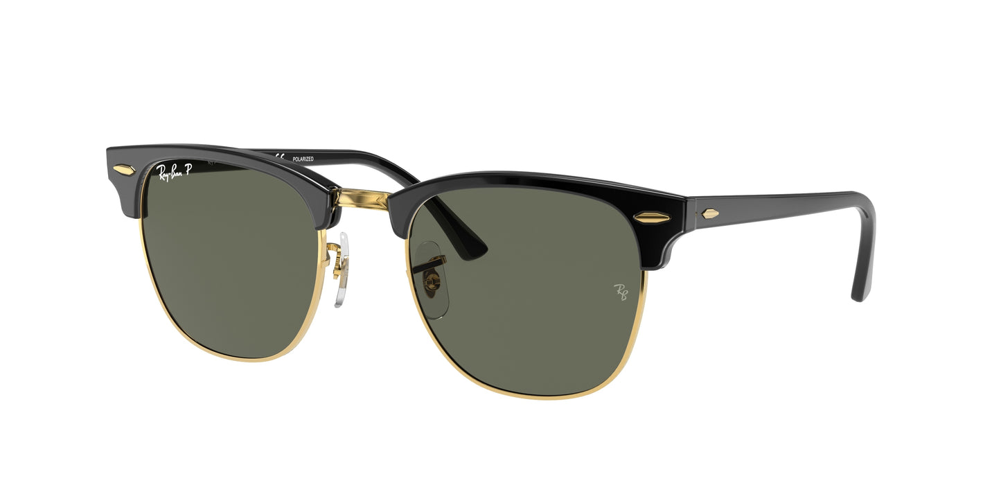 Ray-Ban CLUBMASTER RB3016 Square Sunglasses 901/58-Black 55-150-21 - Color Map Black