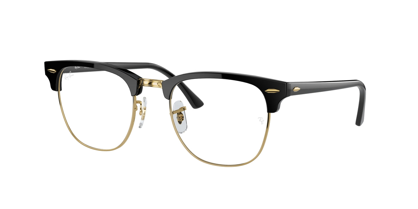 Ray-Ban CLUBMASTER RB3016 Square Sunglasses 901/BF-Black 51-145-21 - Color Map Black