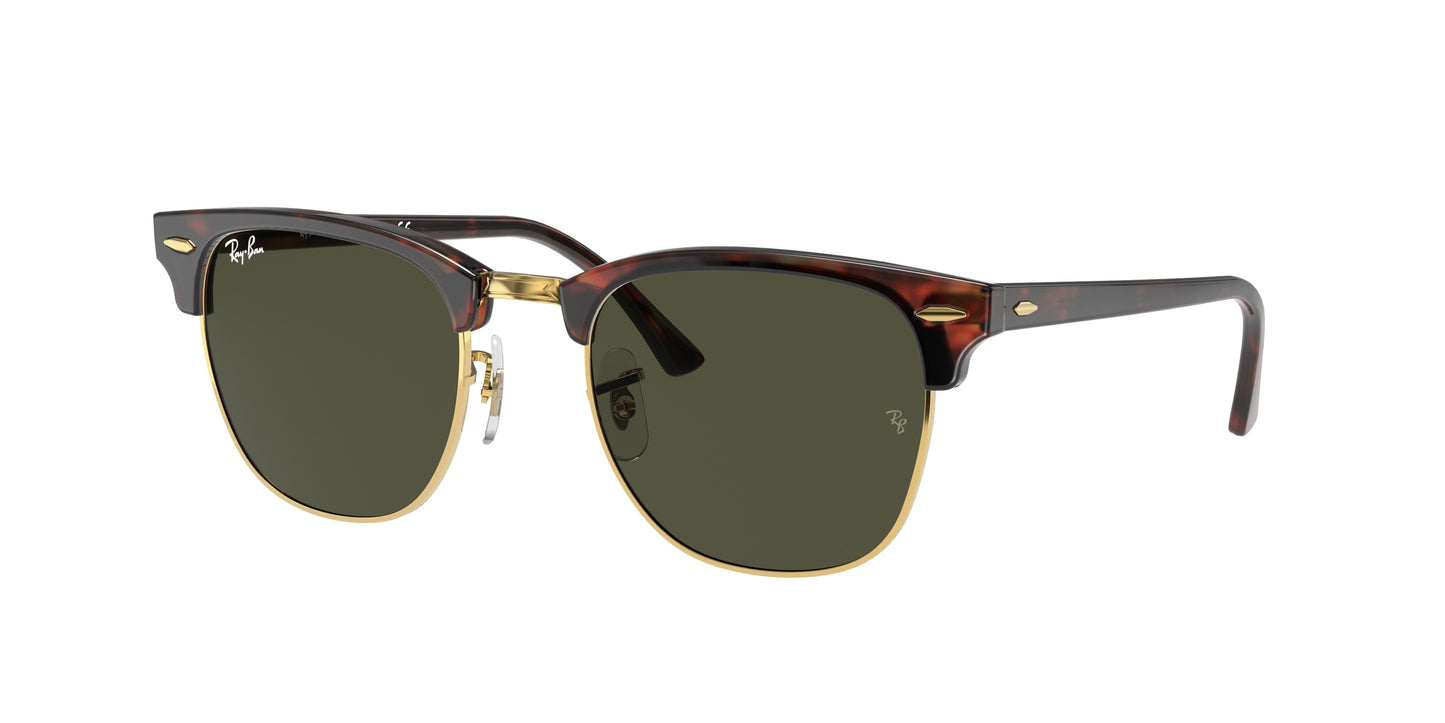 Ray-Ban CLUBMASTER RB3016 Square Sunglasses W0366-Tortoise On Gold 55-150-21 - Color Map Tortoise