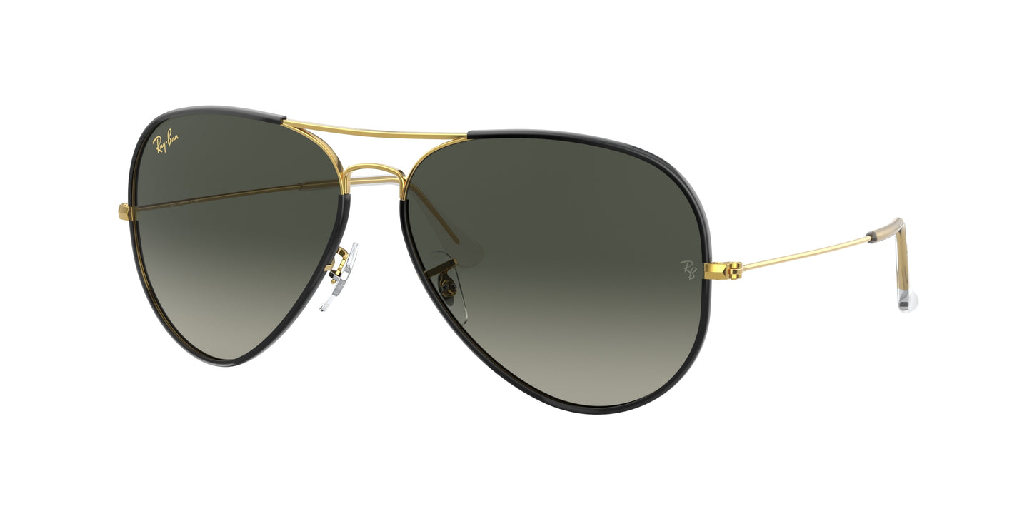 Ray-Ban AVIATOR FULL COLOR RB3025JM Pilot Sunglasses 919671-Black On Gold 58-135-14 - Color Map Black