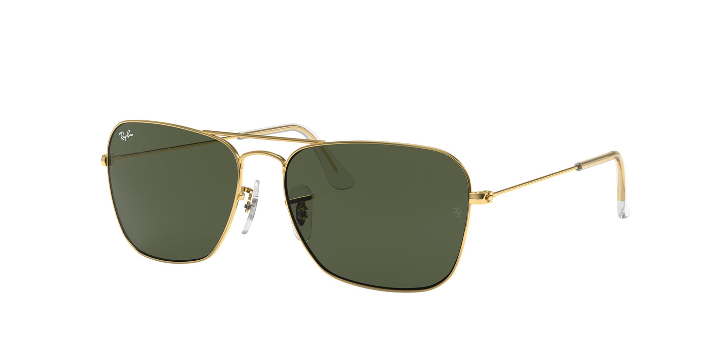 Ray-Ban CARAVAN RB3136 Square Sunglasses 001-Gold 58-140-15 - Color Map Gold