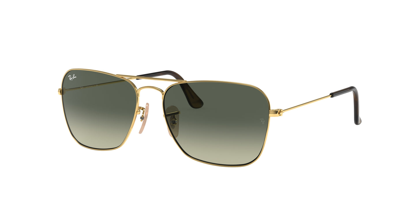 Ray-Ban CARAVAN RB3136 Square Sunglasses 181/71-Gold 58-140-15 - Color Map Gold