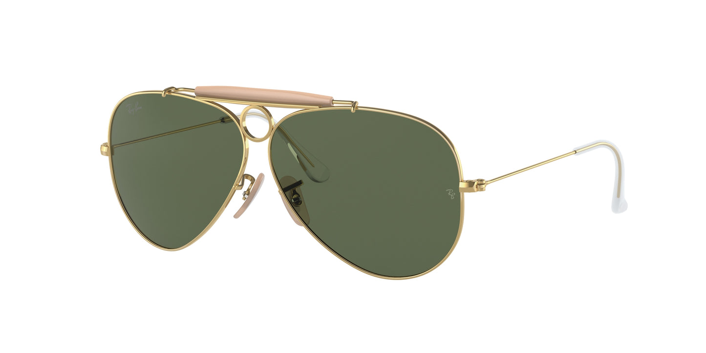 Ray-Ban SHOOTER RB3138 Pilot Sunglasses W3401-Gold 58-135-9 - Color Map Gold