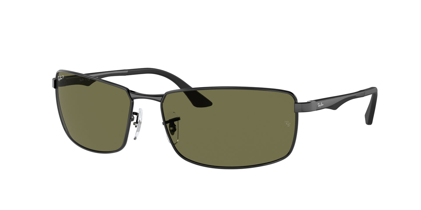 Ray-Ban RB3498 Rectangle Sunglasses 002/9A-Black 64-135-17 - Color Map Black