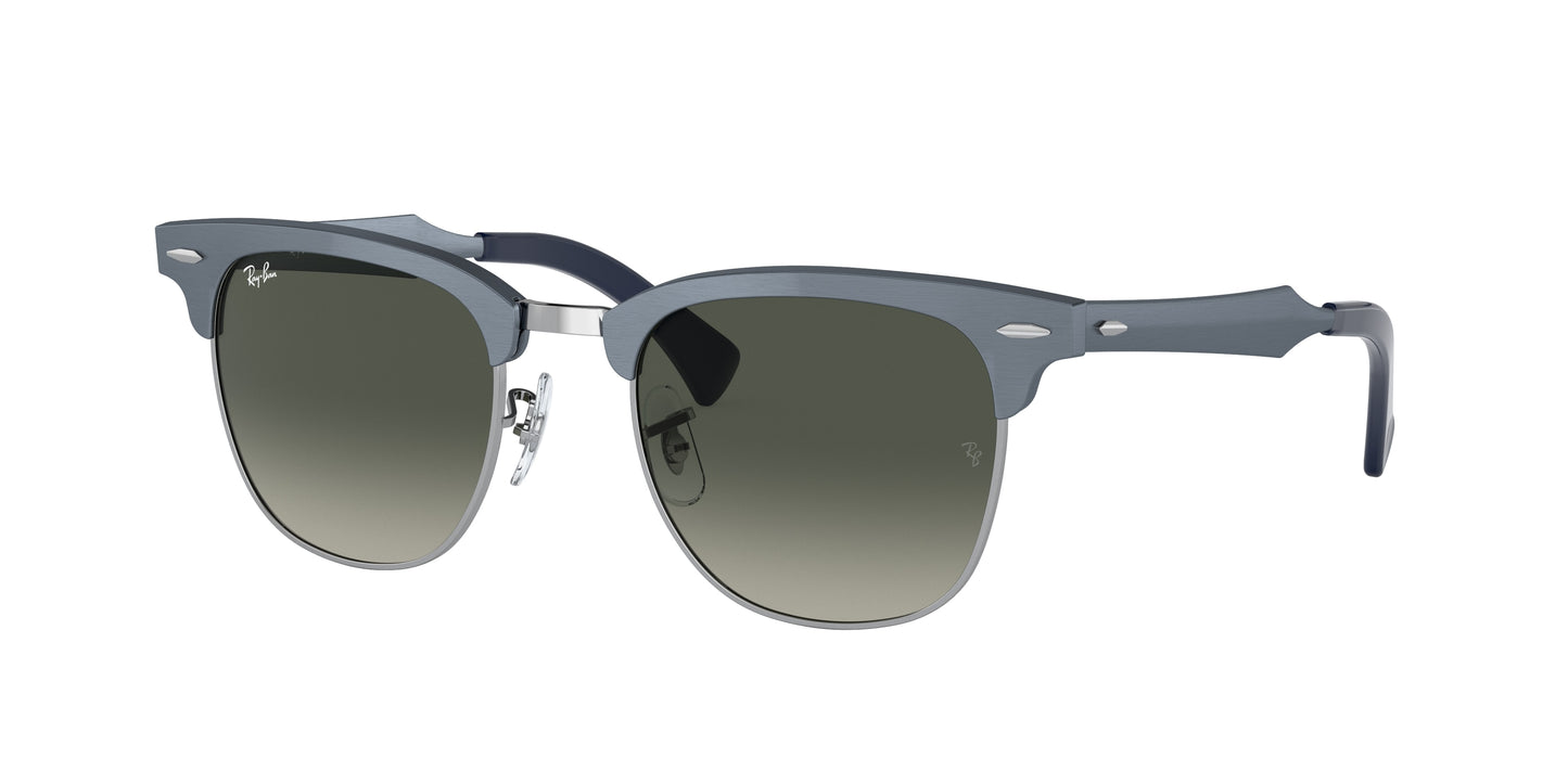 Ray-Ban CLUBMASTER ALUMINUM RB3507 Square Sunglasses 924871-Blue On Silver 51-145-21 - Color Map Blue