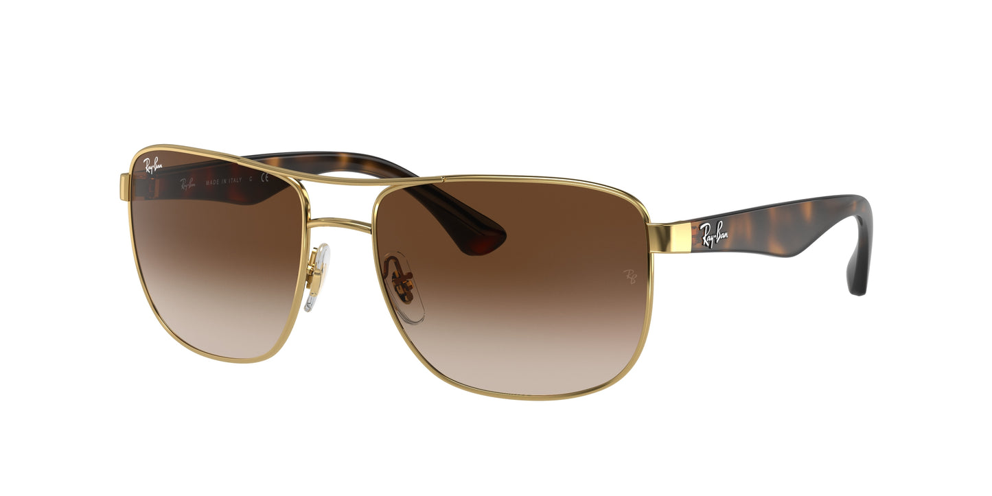 Ray-Ban RB3533 Square Sunglasses 001/13-Gold 57-140-17 - Color Map Gold
