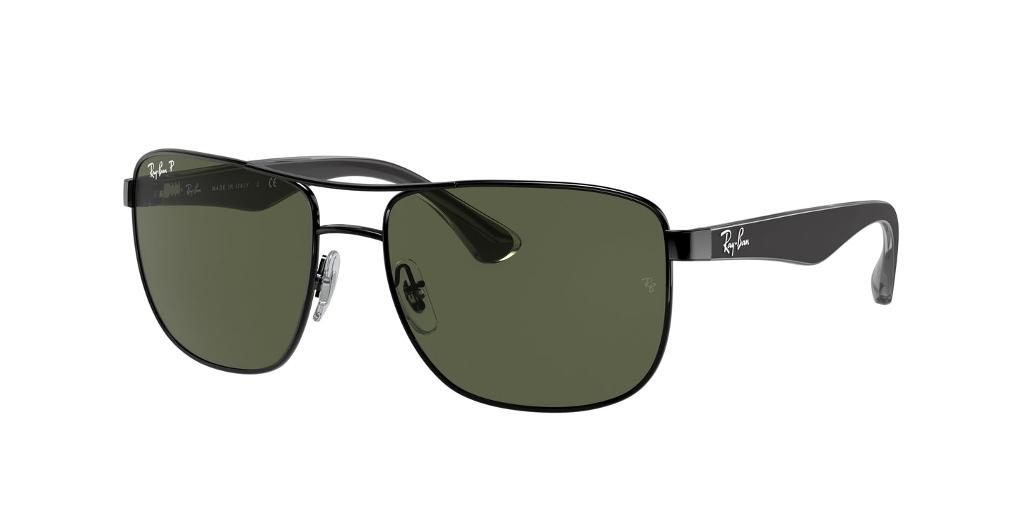 Ray-Ban RB3533 Square Sunglasses 002/9A-Black 57-140-17 - Color Map Black