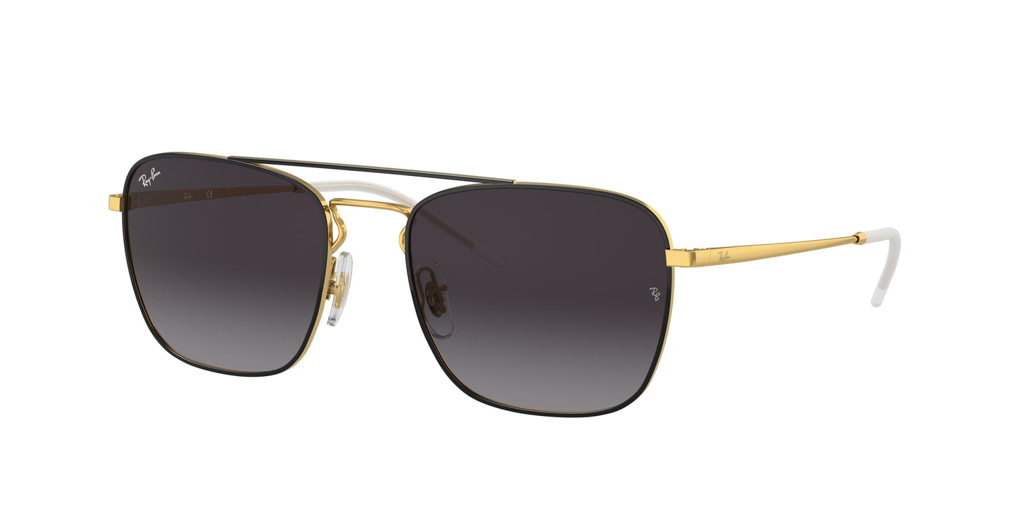 Ray-Ban RB3588 Square Sunglasses 90548G-Black On Gold 55-140-19 - Color Map Black