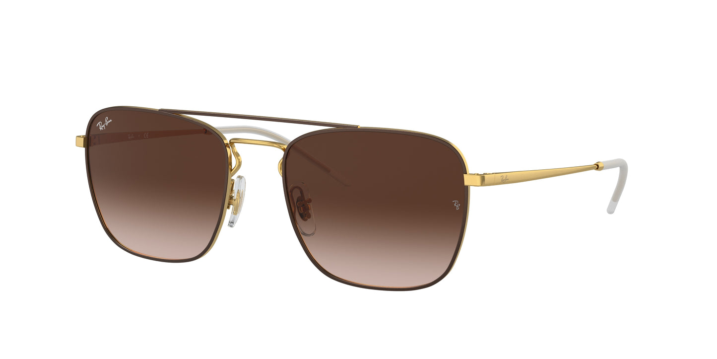Ray-Ban RB3588 Square Sunglasses 905513-Brown On Gold 55-140-19 - Color Map Brown