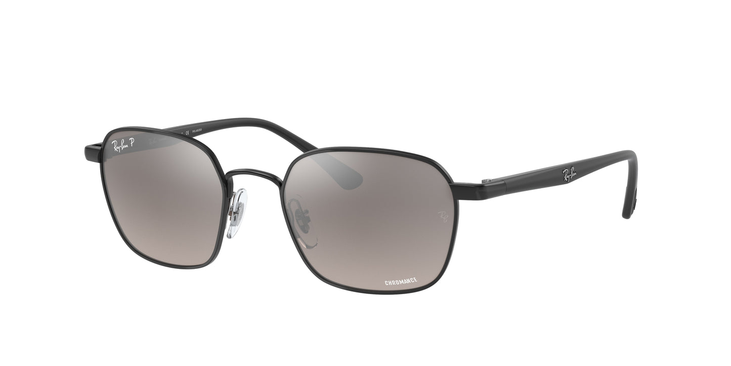 Ray-Ban CHROMANCE RB3664CH Square Sunglasses 002/5J-Black 50-145-19 - Color Map Black