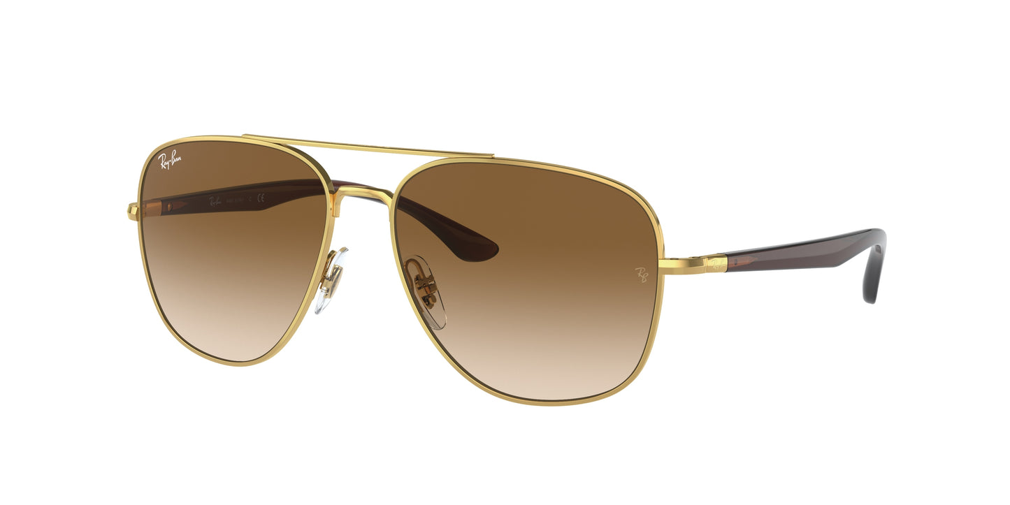 Ray-Ban RB3683 Square Sunglasses 001/51-Gold 59-145-15 - Color Map Gold
