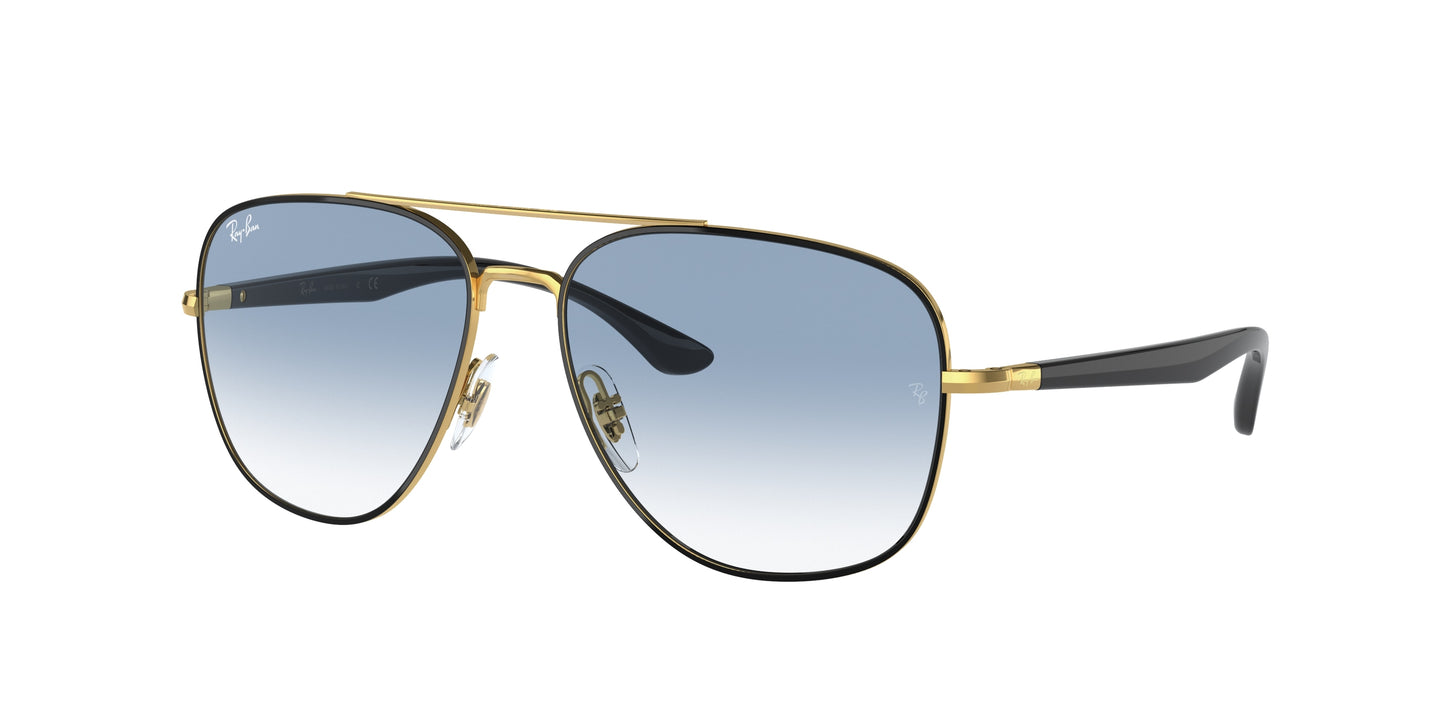 Ray-Ban RB3683 Square Sunglasses 90003F-Black On Gold 59-145-15 - Color Map Black