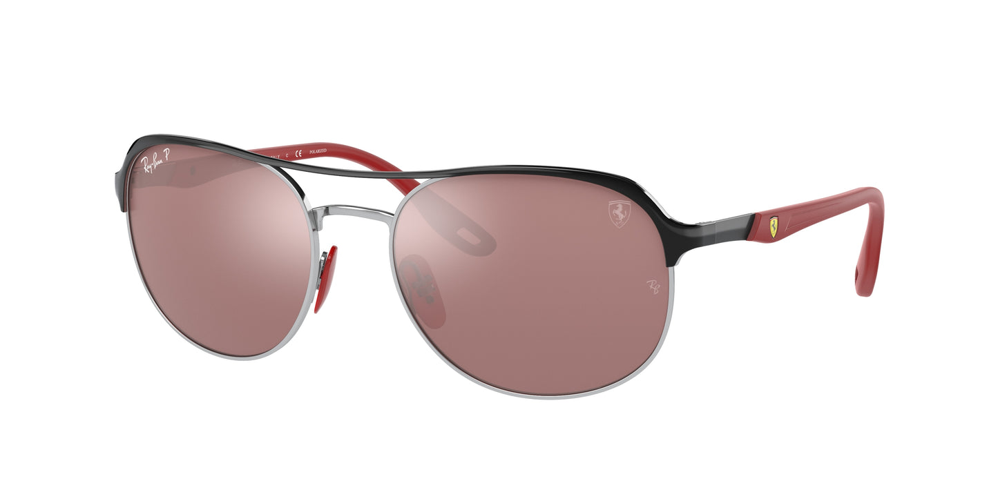 Ray-Ban SCUDERIA FERRARI COLLECTION RB3685M Pillow Sunglasses F060H2-Black On Silver 58-140-19 - Color Map Black