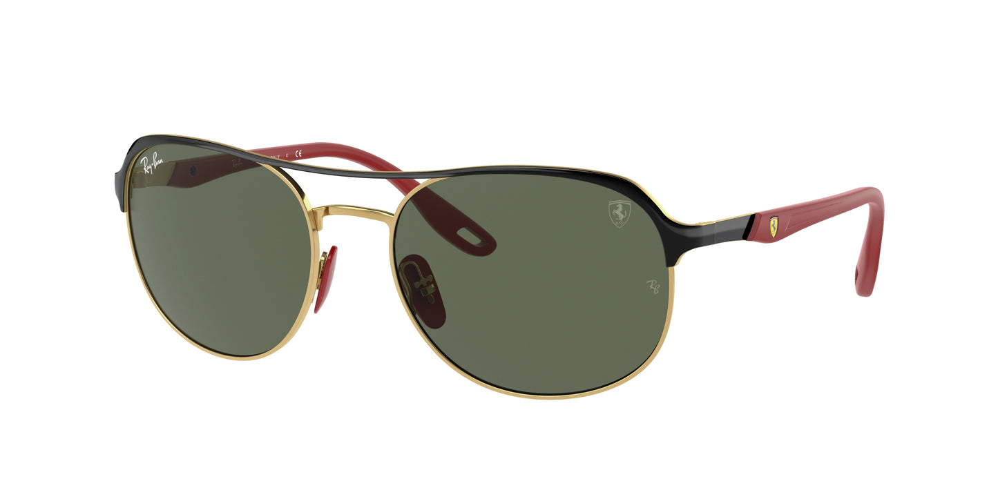 Ray-Ban SCUDERIA FERRARI COLLECTION RB3685M Pillow Sunglasses F06171-Black On Gold 58-140-19 - Color Map Black