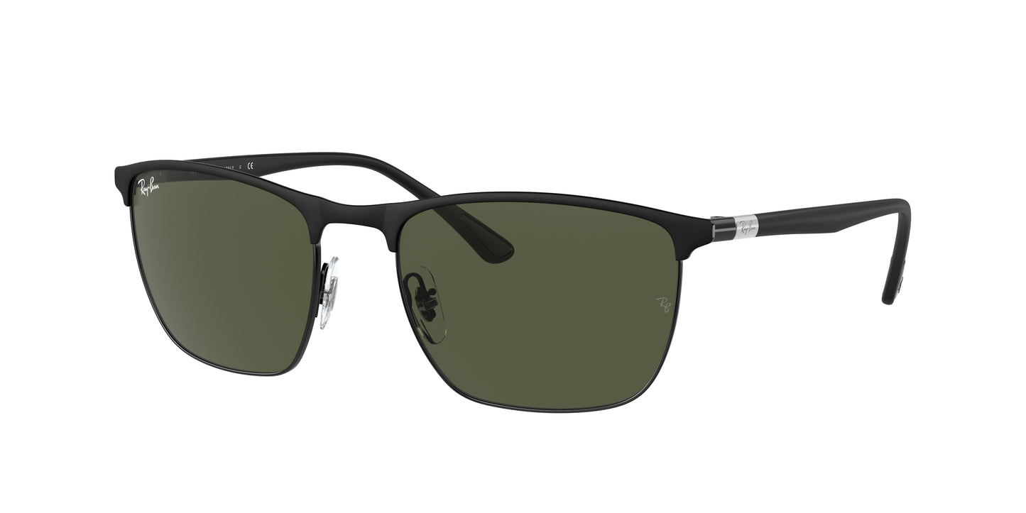 Ray-Ban RB3686 Square Sunglasses 186/31-Black 57-140-19 - Color Map Black