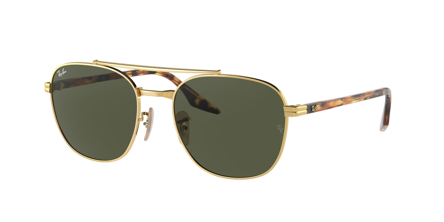 Ray-Ban RB3688 Square Sunglasses 001/31-Gold 58-145-19 - Color Map Gold