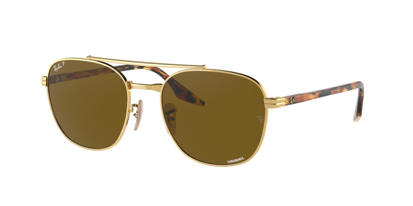 Ray-Ban RB3688 Square Sunglasses 001/AN-Gold 55-145-19 - Color Map Gold