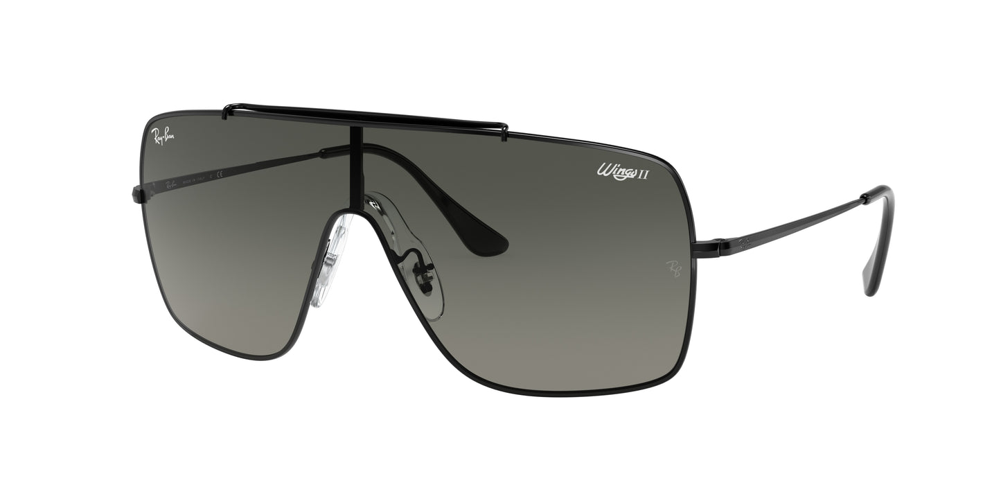 Ray-Ban WINGS II RB3697 Square Sunglasses 002/11-Black 35-140-135 - Color Map Black