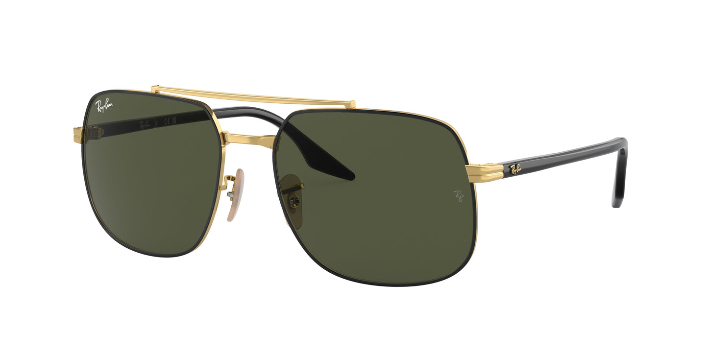 Ray-Ban RB3699 Square Sunglasses 900031-Black On Gold 59-145-18 - Color Map Black