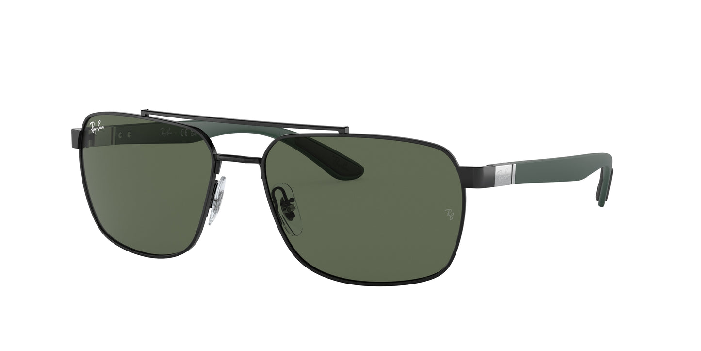Ray-Ban RB3701 Rectangle Sunglasses 002/71-Black 59-145-17 - Color Map Black