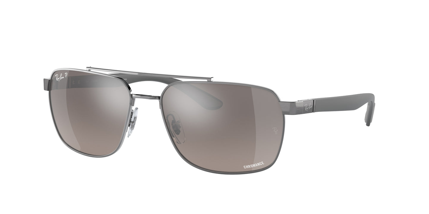 Ray-Ban RB3701 Rectangle Sunglasses 004/5J-Gunmetal 59-145-17 - Color Map Grey