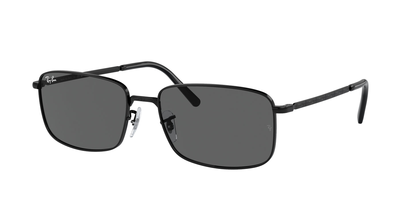 Ray-Ban RB3717 Rectangle Sunglasses 002/B1-Black 60-145-18 - Color Map Black