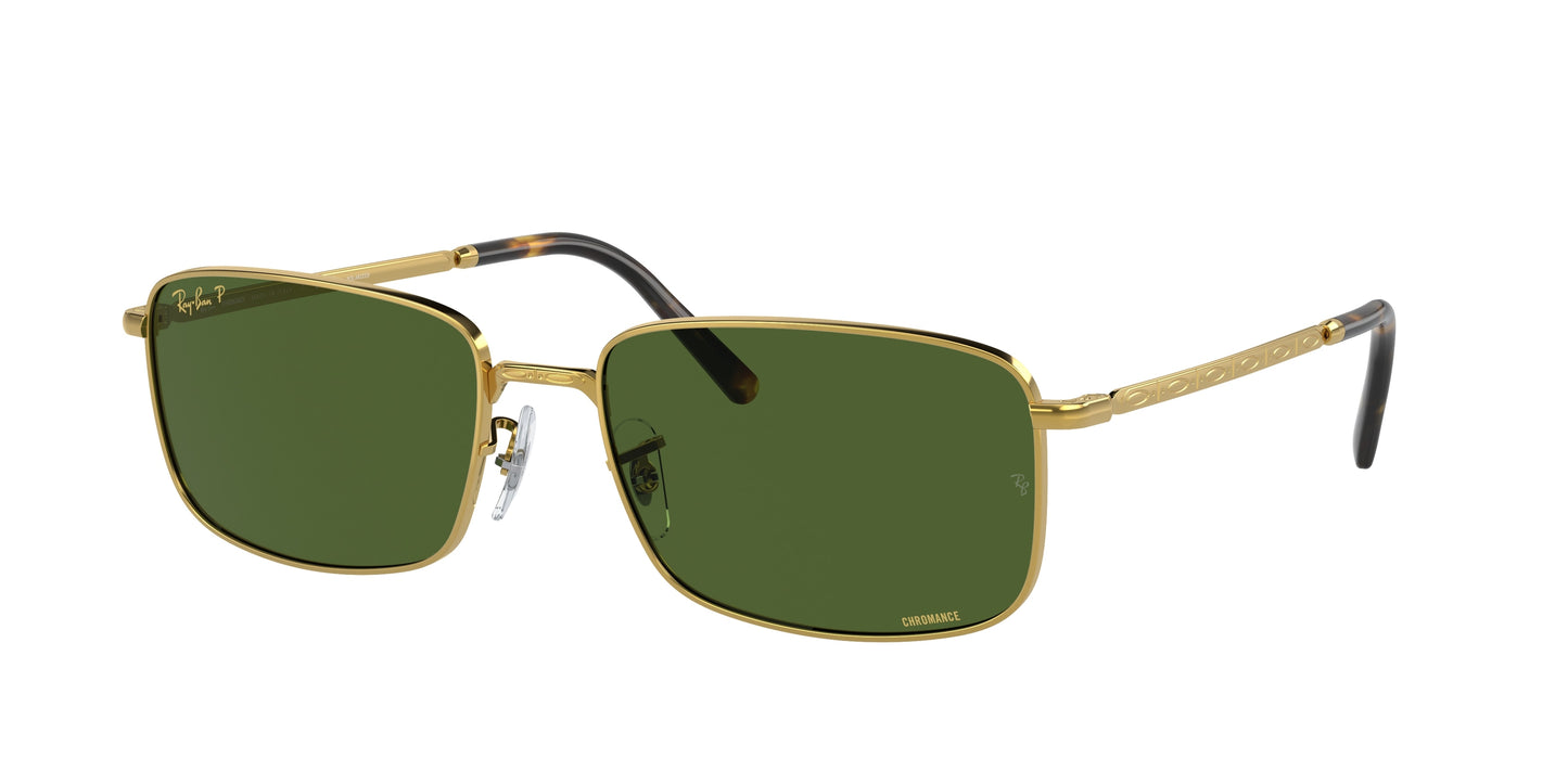 Ray-Ban RB3717 Rectangle Sunglasses 9196P1-Gold 60-145-18 - Color Map Gold