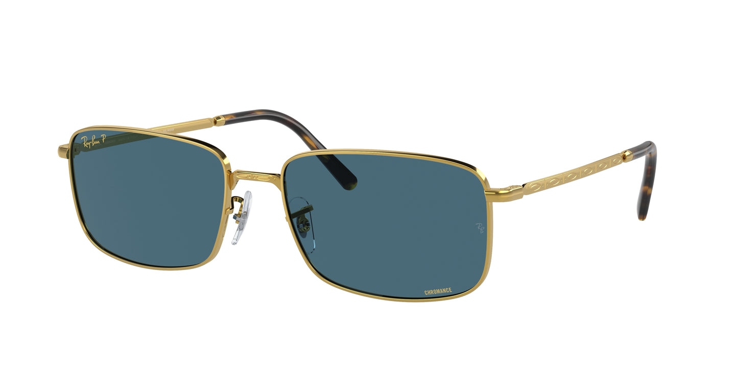 Ray-Ban RB3717 Rectangle Sunglasses 9196S2-Gold 57-145-18 - Color Map Gold