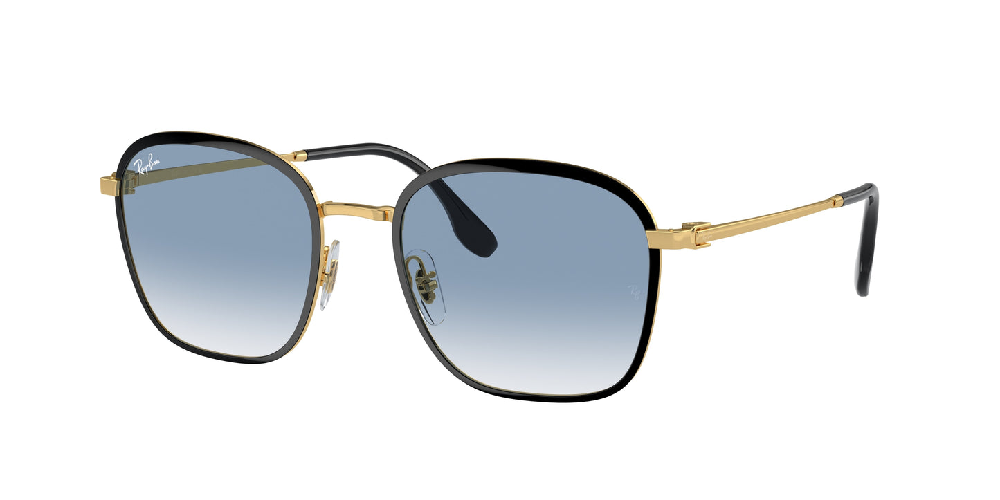Ray-Ban RB3720 Square Sunglasses 90003F-Black On Gold 55-145-20 - Color Map Black