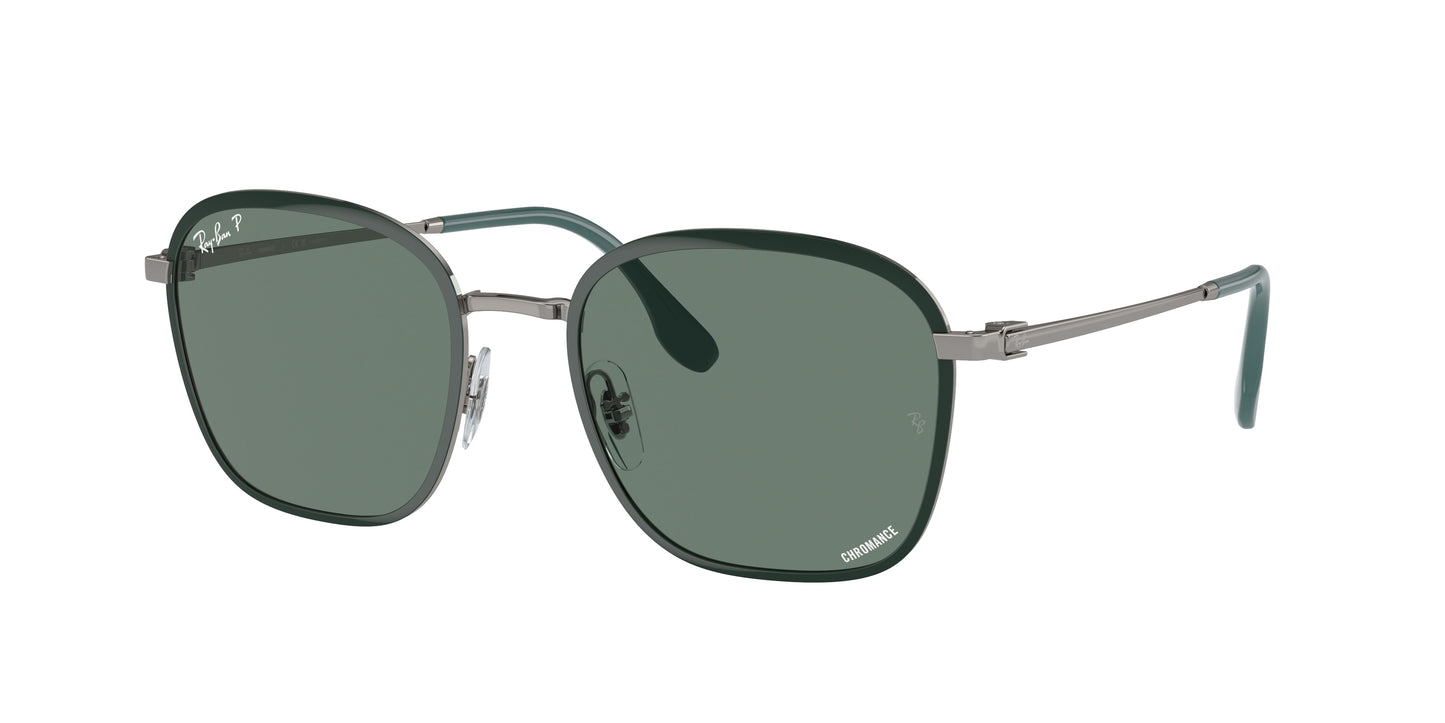 Ray-Ban RB3720 Square Sunglasses 9264O9-Green On Gunmetal 55-145-20 - Color Map Green