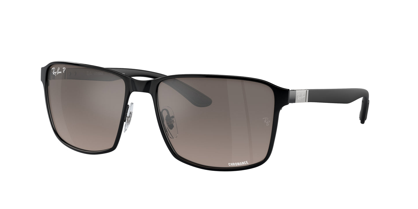 Ray-Ban RB3721CH Square Sunglasses 186/5J-Black On Black 59-145-17 - Color Map Black