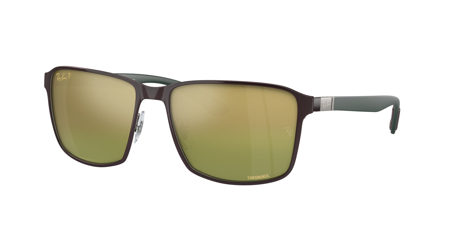 Ray-Ban RB3721CH Square Sunglasses 188/6O-Brown On Gunmetal 59-145-17 - Color Map Brown