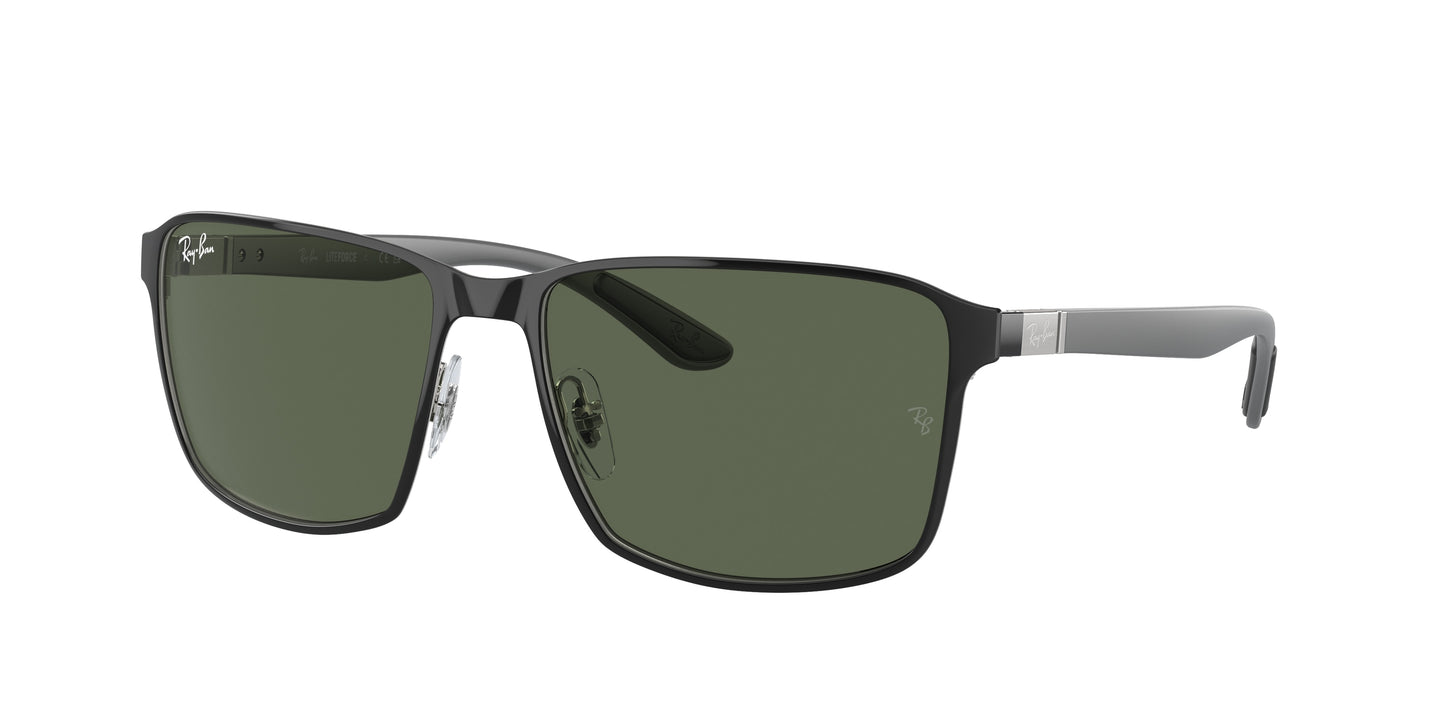 Ray-Ban RB3721 Square Sunglasses 914471-Black On Silver 59-145-17 - Color Map Black