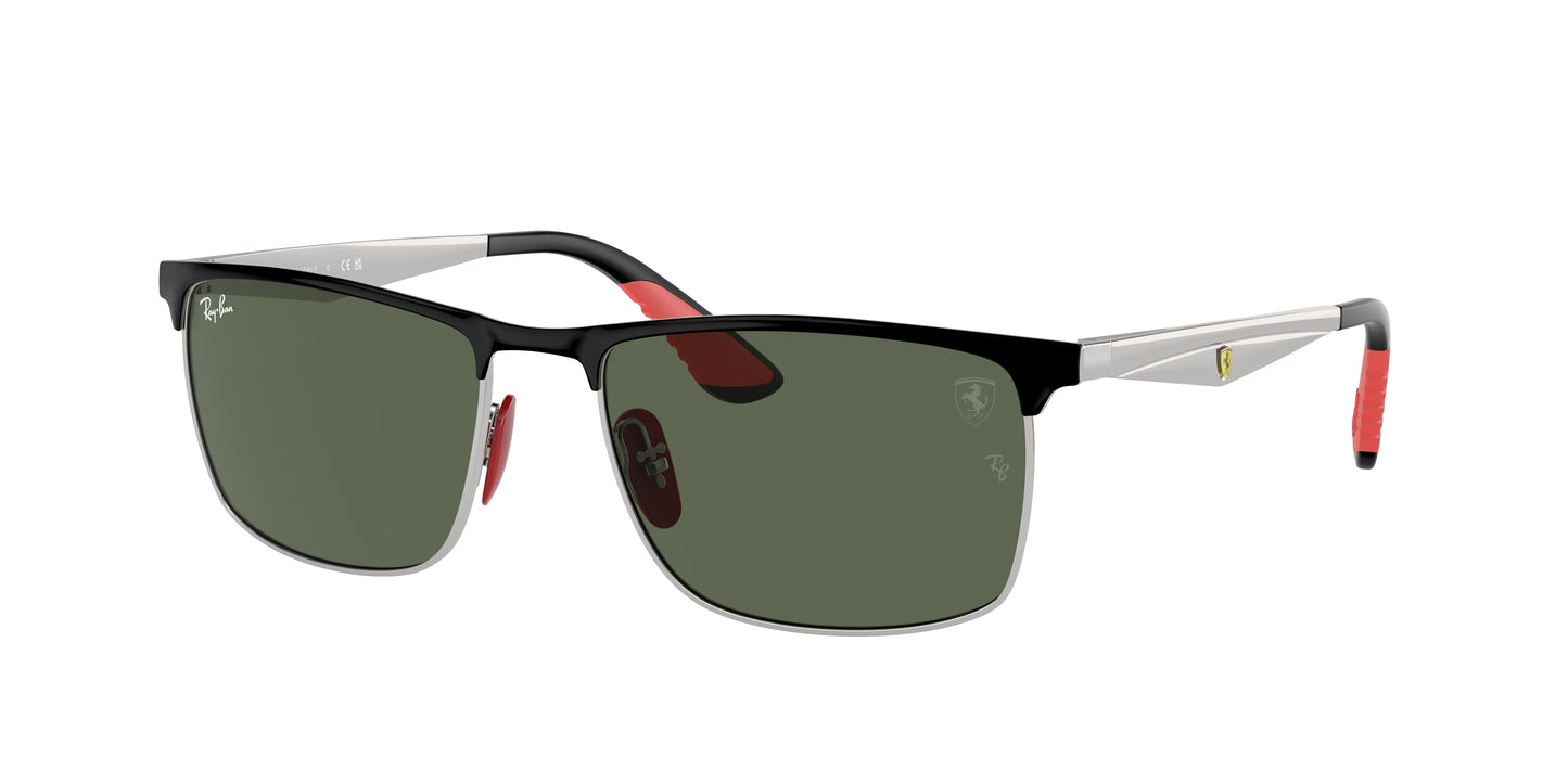 Ray-Ban RB3726M Rectangle Sunglasses F06071-Black On Silver 57-145-18 - Color Map Black