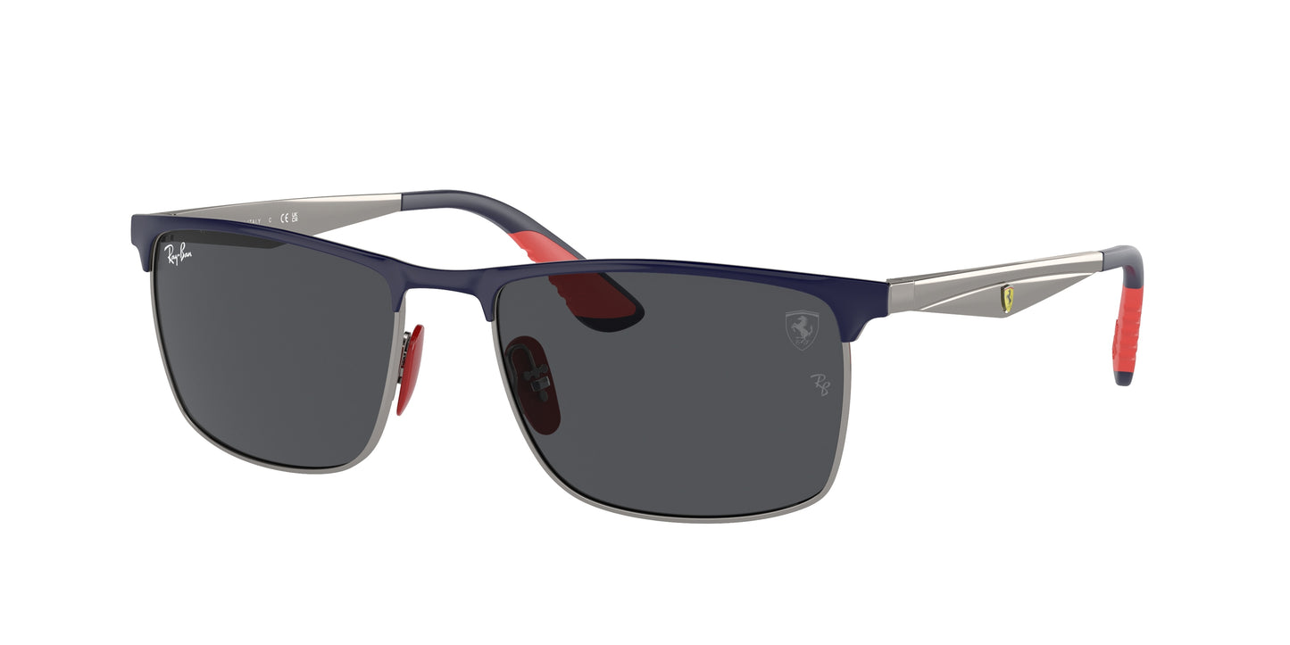 Ray-Ban RB3726M Rectangle Sunglasses F08687-Blue On Gunmetal 57-145-18 - Color Map Blue