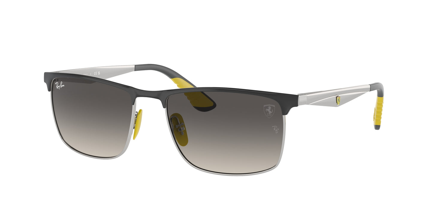 Ray-Ban RB3726M Rectangle Sunglasses F08711-Grey On Silver 57-145-18 - Color Map Grey