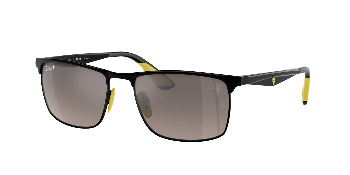Ray-Ban RB3726M Rectangle Sunglasses F0885J-Black On Black 57-145-18 - Color Map Black