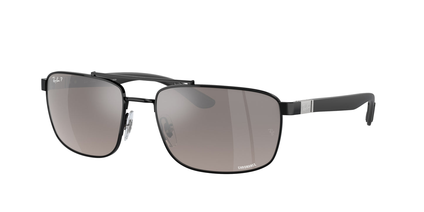 Ray-Ban RB3737CH Rectangle Sunglasses 002/5J-Black 60-145-18 - Color Map Black