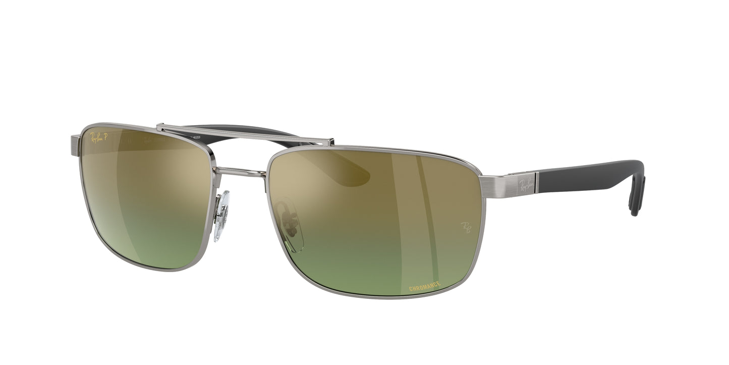 Ray-Ban RB3737CH Rectangle Sunglasses 004/6O-Gunmetal 60-145-18 - Color Map Grey