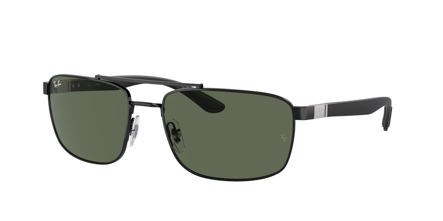 Ray-Ban RB3737 Rectangle Sunglasses 002/71-Black 60-145-18 - Color Map Black