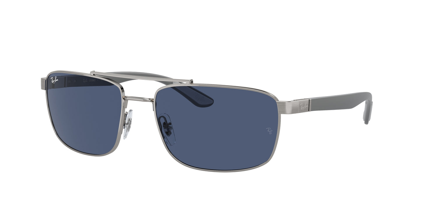 Ray-Ban RB3737 Rectangle Sunglasses 004/80-Gunmetal 60-145-18 - Color Map Grey