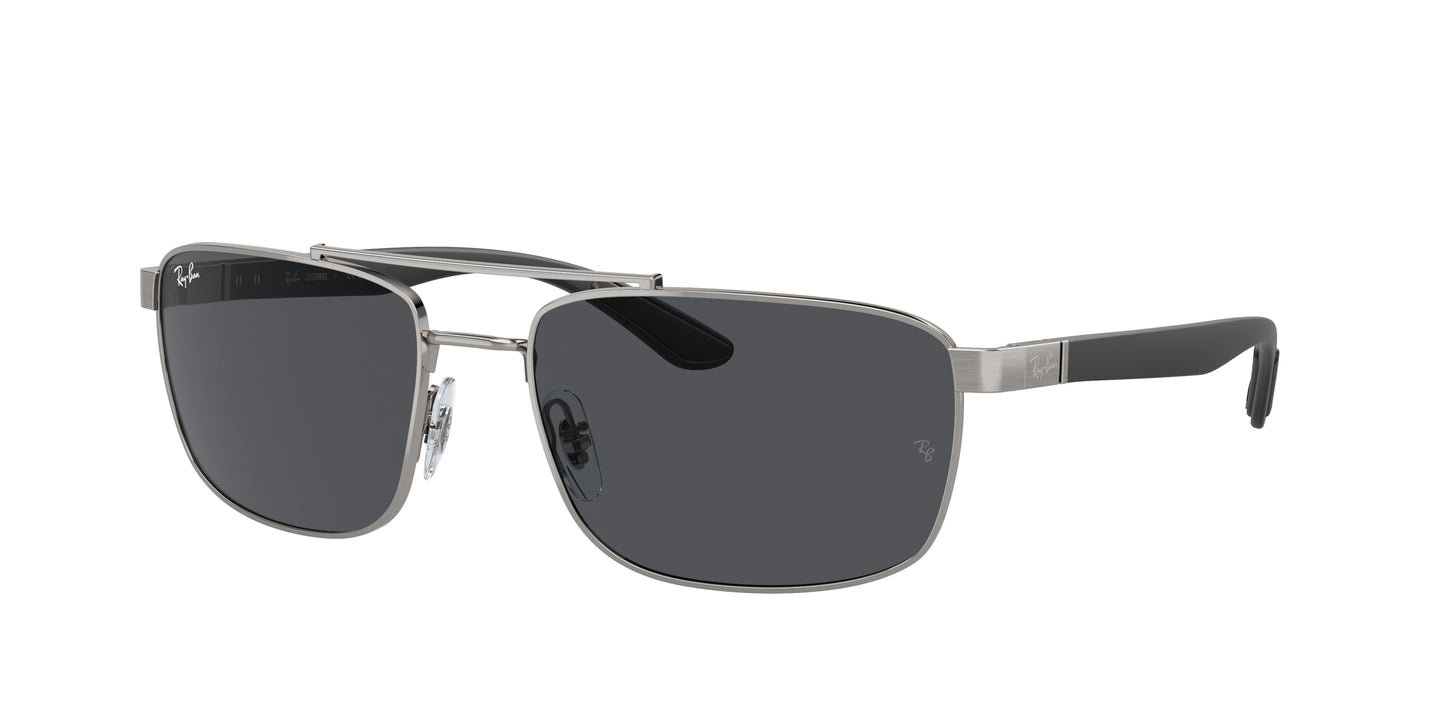 Ray-Ban RB3737 Rectangle Sunglasses 004/87-Gunmetal 60-145-18 - Color Map Grey